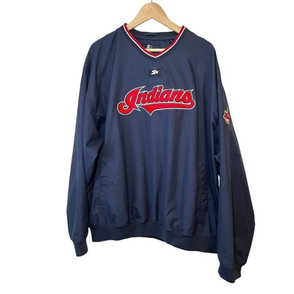 CLEVELAND INDIANS / CHIEF‎ WAHOO / JACOBS FIELD Embroidered Xl Pullover Jacket - Picture 1 of 5